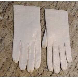 Vintage Size L 8 Beige Soft Leather Formal Knit Lined 9" Gloves Bambergers Italy